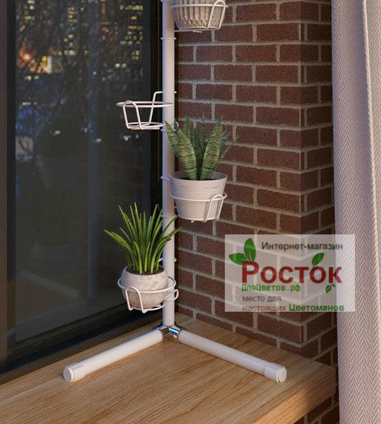 разборная подставка для цветов угловая на подоконник. Фото N12