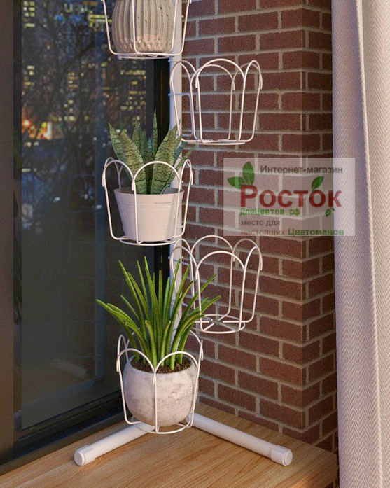 разборная подставка для цветов угловая на подоконник. Фото N15